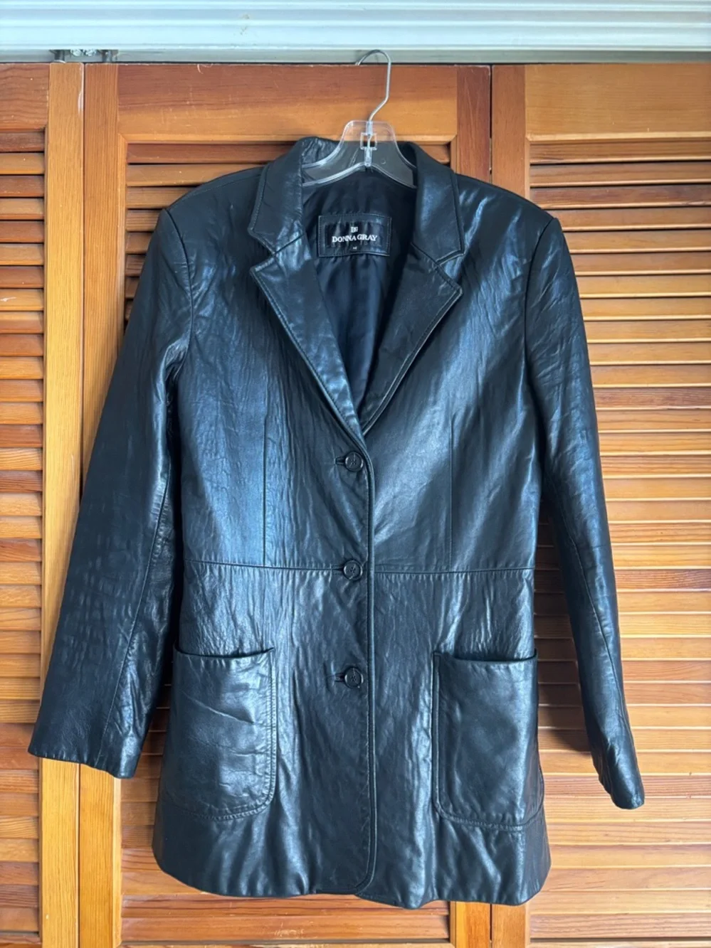Donna Gray 90’s Black Leather Y2K Classic  Women’s Jacket Size M - Picture 2 of 12